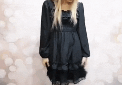 Girl modeling the gothic lolita dress
