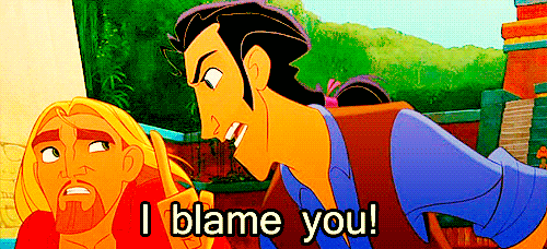 Gif of a cartoon character saying "I blame you!"