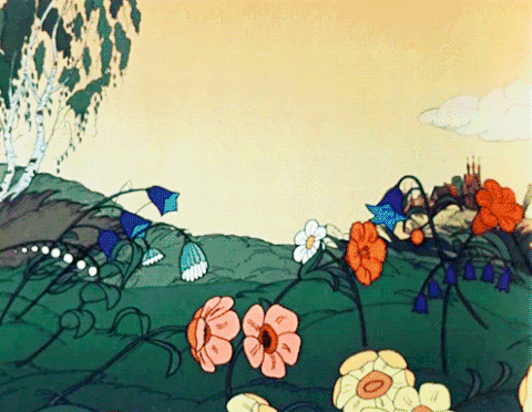 Spring flowers waking up gif.