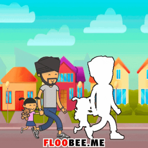 Dad walking with daughter in gifgame gifs
