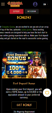 Welcome bonus on cleopatra-casino