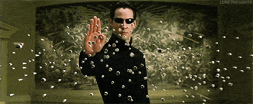 Keanu reallocating the speed of some bullets.