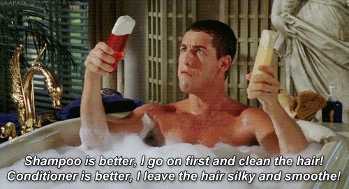 Šampon je boljši, ker pridem prvi in očistim lase. Balzam je boljši, ker so lasje potem svilnati in mehki.