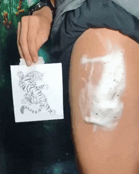 Amazing tiger tattoo in funny gifs