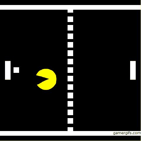 PacMan wanders into a game of pong