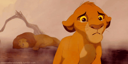 Imagem do filme “o rei Leão”, cena que simba chora a morte de seu pai
