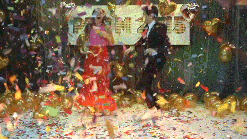 Prom dancing in confetti