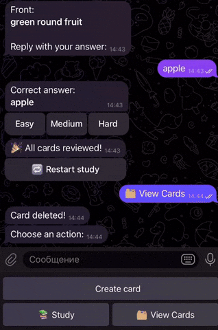 Демонстрация работы бота
