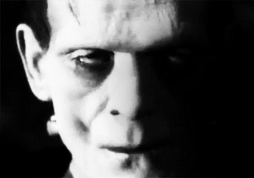 A GIF of the monster from the 1931 Frankenstein film.