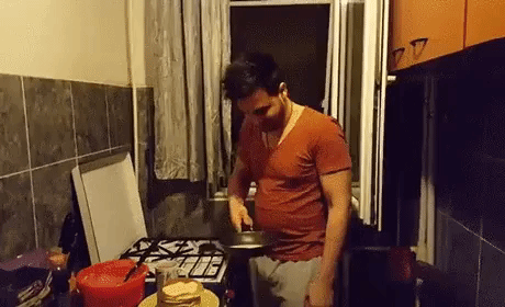 Flipping the pancake like a pro in fail gifs