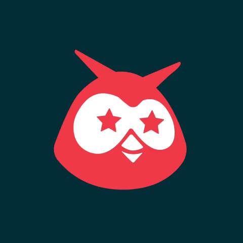 Hootsuite'in Owly maskotunun gözlerinde yıldızlar olan GIF'i