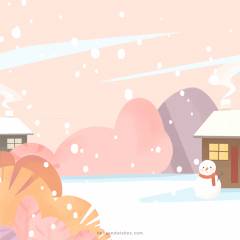 Happy Holiday GIF with snow falling the background