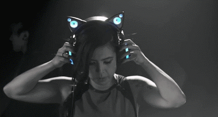 Image result for cat ear headphones gif