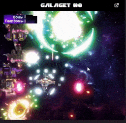 a galactic shooter game with colorful animations