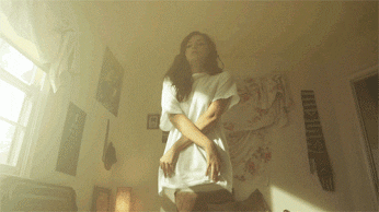 Gif: girl takes off her shirt and disappears. Like my contact with the girl.