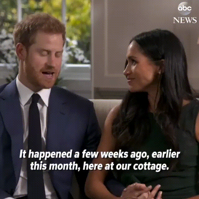 Meghan Markle and Prince Harry during an interview. Meghan Markle and Prince Harry during an interview.