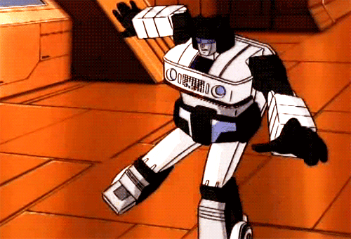 a gif of Jazz from transformers G1 spinning