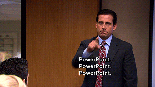 Person saying powerpoint