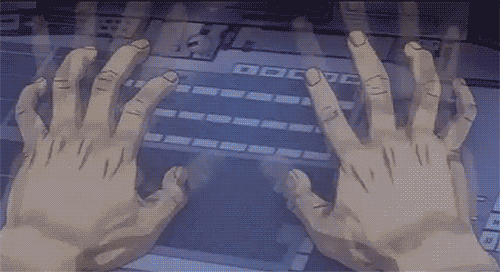 Gif of ghost in a shell typing on keyboard