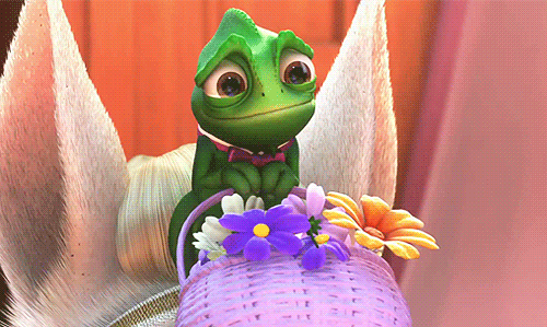 Disney's Tangled Happy Crying Chameleon Pascal GIF