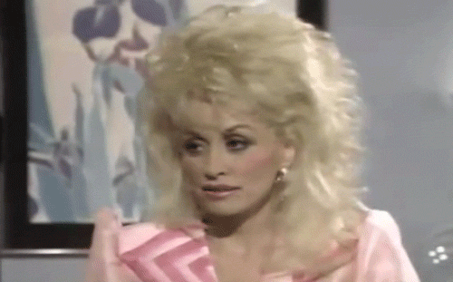 Dolly Parton doing a head tilt