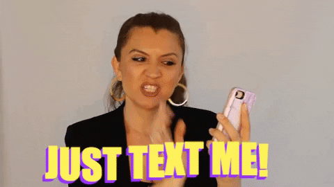 woman touching her smartphone and saying just text me