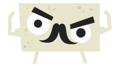 GIf of angry tofu with moustache - top of funnel examples