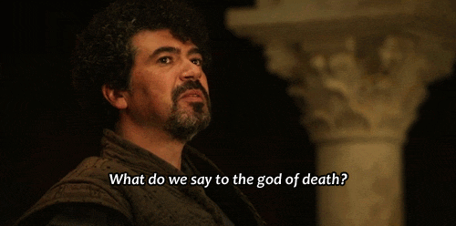 Gif of Arya and Syrio Forel talking from Game of Thrones 
