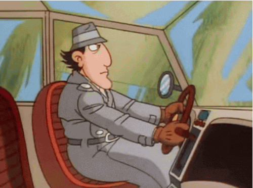 inspector gadget driving a police car