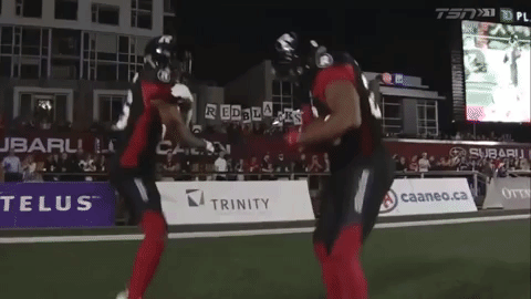 Redblacks doing a fun celebration
