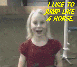 girl weird jump random horse