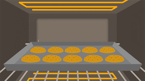 [Gif description: a cartoon chef checking on cookies in the oven] via Giphy