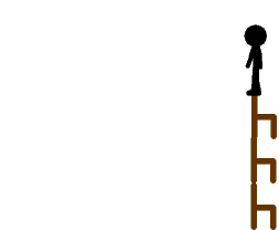 Animation of two stick figures fighting each other using chairs as props.