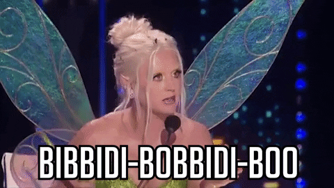 Woman saying bibbidi bobbidi boo