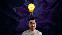 Animated lightbulb switching on above a character's head, representing a moment of clarity