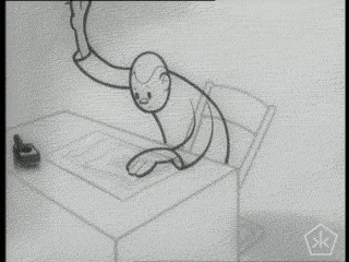 black and white animator animating