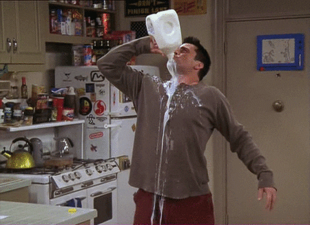 Joey chugging milk