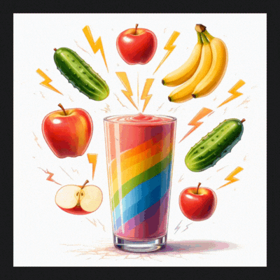 Fruits and veggies spinning