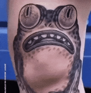 Knee frog tattoo in funny gifs
