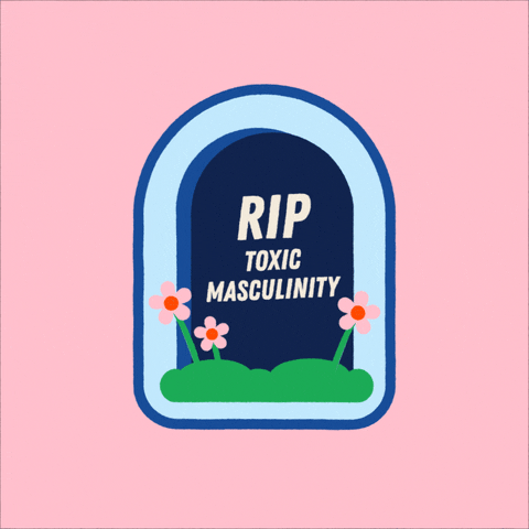 A tomb stone with the words RIP Toxic Masculinity