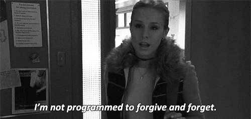 black and white text kristen bell forget veronica mars