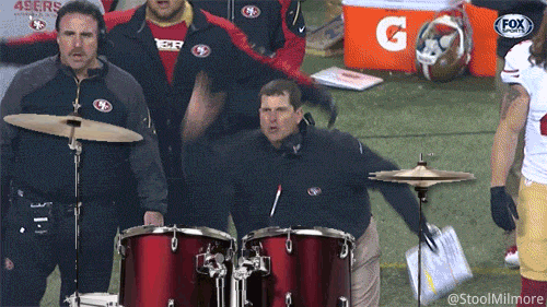 Image result for harbaugh drums gif