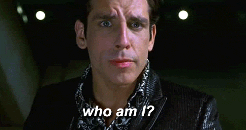 A GIF from Zoolander - "who am I?" - a key thing to know before starting your business - who you are.