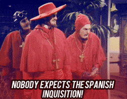 Image result for spanish inquisition gif