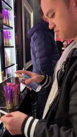 Testing perfume first time in funny gifs