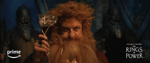 dwarf drinking wine