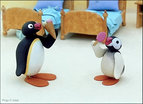 Pingu eating ice cream