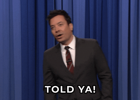 A late night host pointing and saying told ya