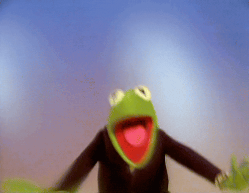 Happy and excited kermit