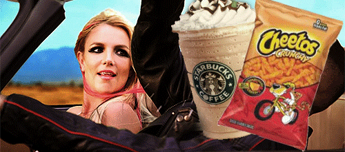 starbucks britney spears eating hungry driving